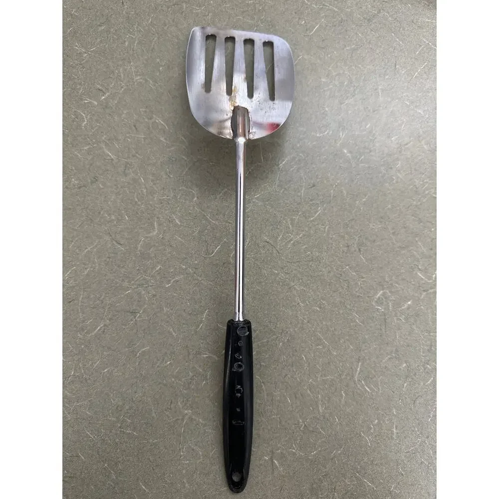 Vintage EKCO USA Stainless Steel Slotted Turner Spatula Black Handle 13” Kitchen